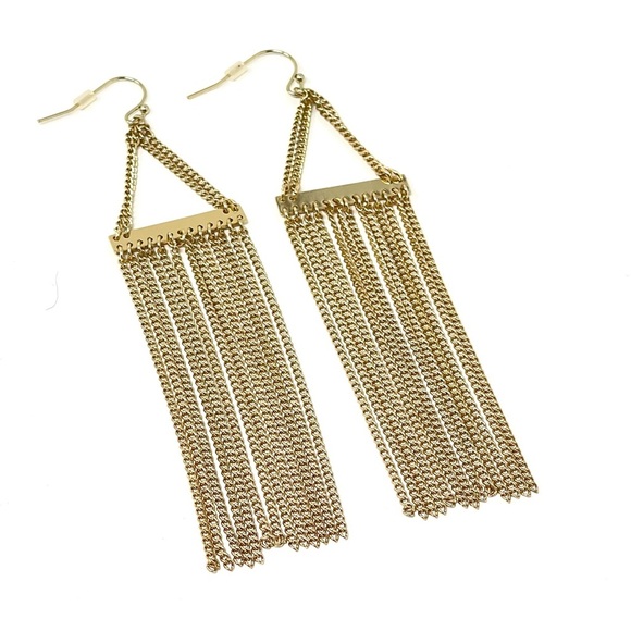 New Free People Bohemian Gold Fringe Earrings - Picture 2 of 4